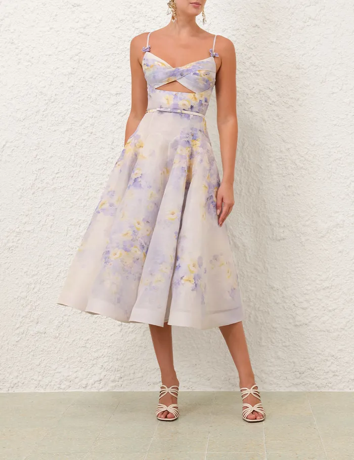 Women Zimmermann Dresses Crush Twist Front Midi Dress Lilac Floral