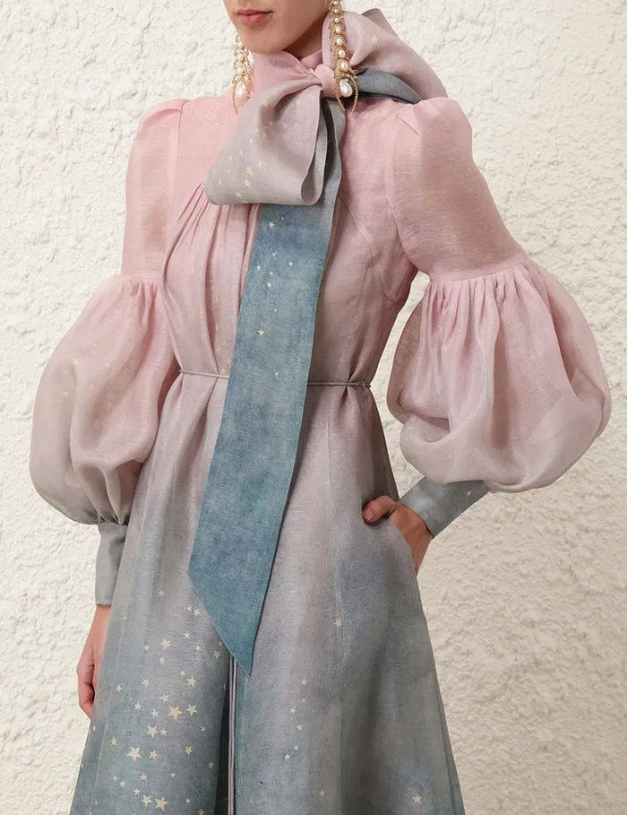 Women Zimmermann Dresses Eden Tie Neck Gown Luna Midnight