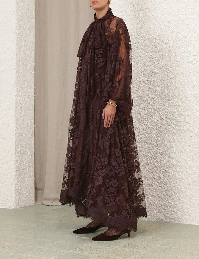 Women Zimmermann Dresses Illustration Lace Gown Mahogany