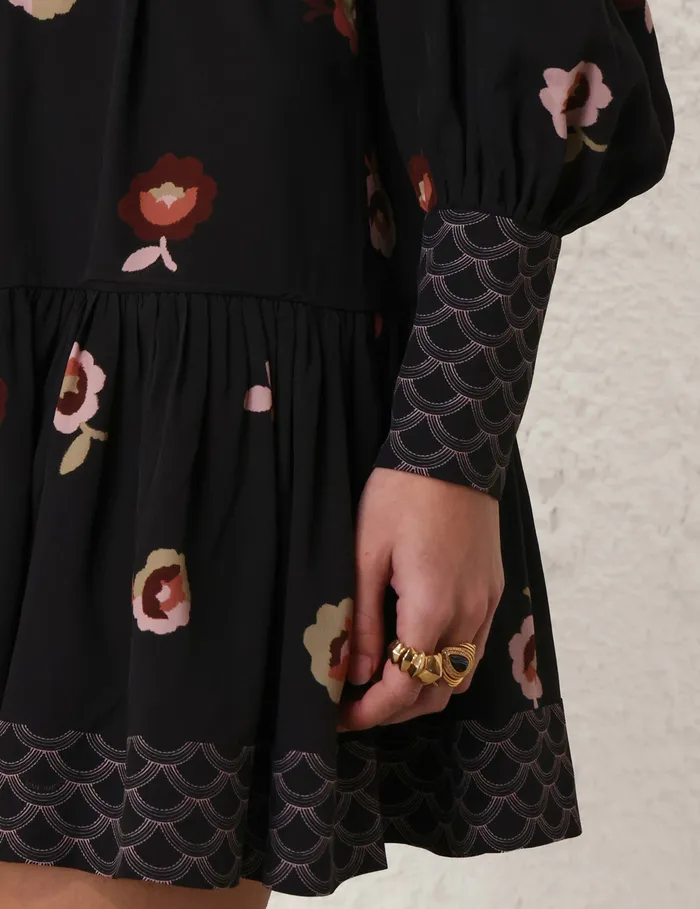 Women Zimmermann Dresses Pussybow Mini Dress Black Floral