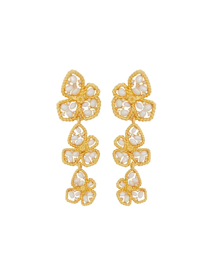 Women Zimmermann Earrings Bloom Large Dangles Goldpearl