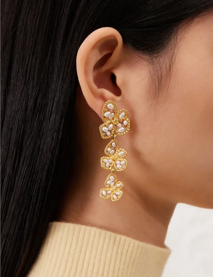 Women Zimmermann Earrings Bloom Large Dangles Goldpearl
