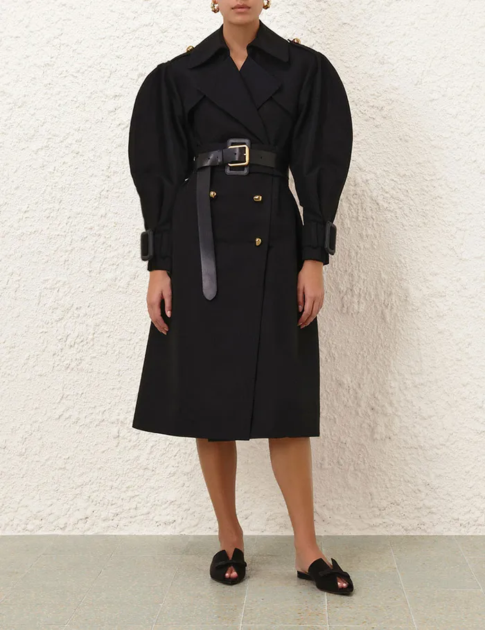 Women Zimmermann Jackets and Coats Crush Barrel Trench Coat Black