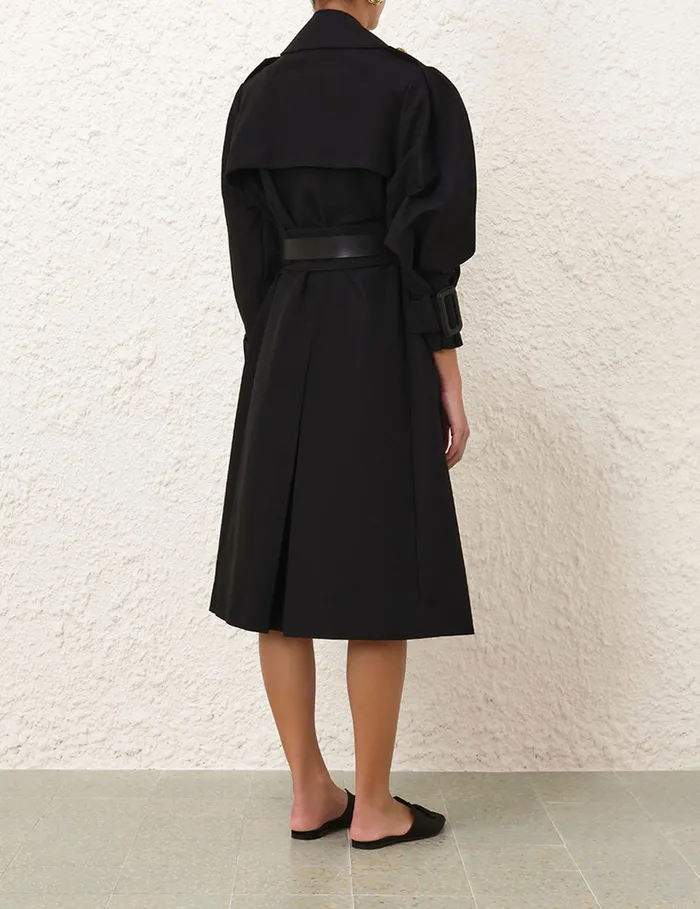 Women Zimmermann Jackets and Coats Crush Barrel Trench Coat Black