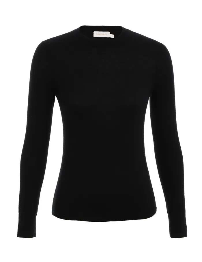 Women Zimmermann Knitwear Classic Crew Neck Sweater Black