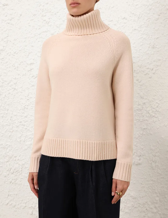 Women Zimmermann Knitwear Funnel Neck Sweater Macadamia