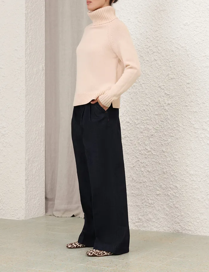 Women Zimmermann Knitwear Funnel Neck Sweater Macadamia