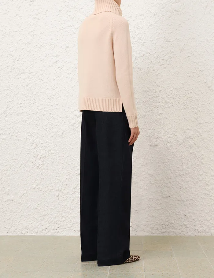 Women Zimmermann Knitwear Funnel Neck Sweater Macadamia