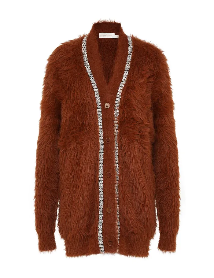 Women Zimmermann Knitwear Illustration Fluffy Cardigan Spice
