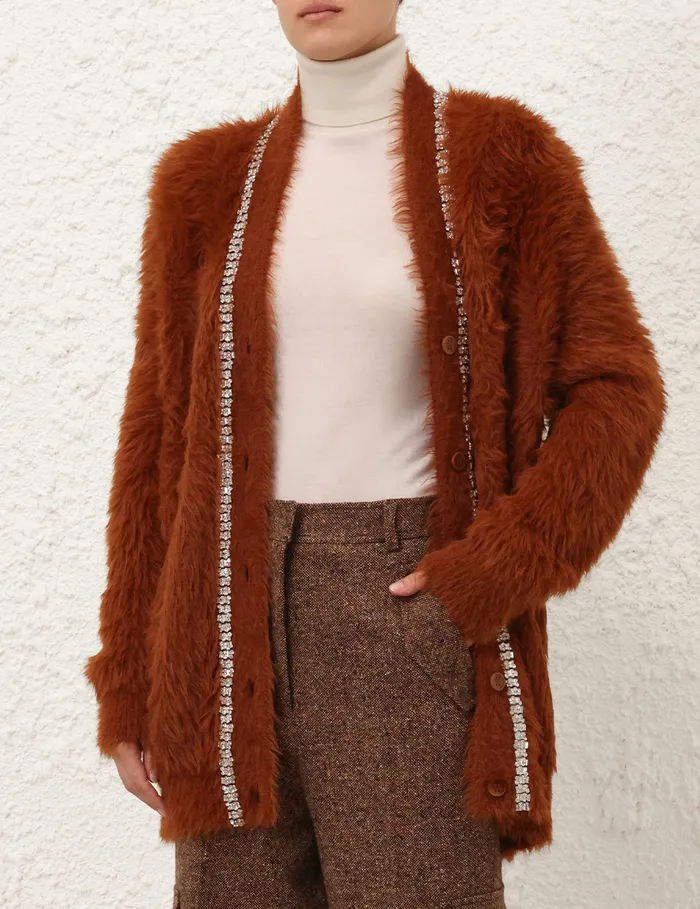 Women Zimmermann Knitwear Illustration Fluffy Cardigan Spice
