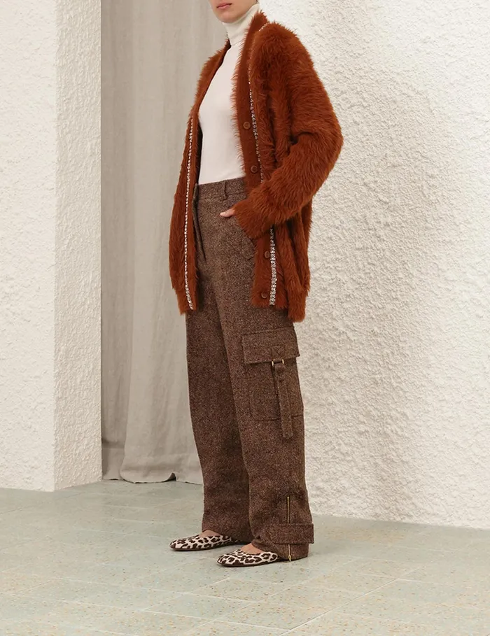 Women Zimmermann Knitwear Illustration Fluffy Cardigan Spice