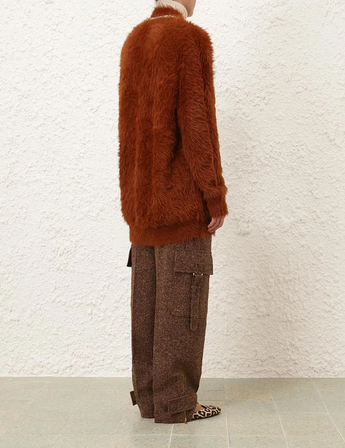 Women Zimmermann Knitwear Illustration Fluffy Cardigan Spice