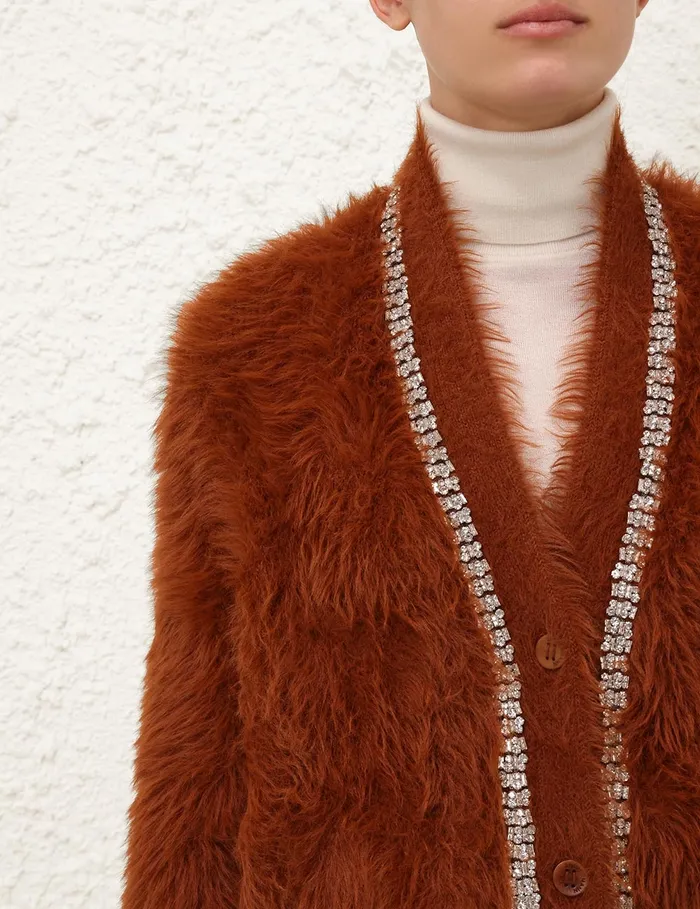 Women Zimmermann Knitwear Illustration Fluffy Cardigan Spice