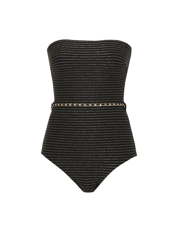 Women Zimmermann One Pieces Waverly Bandeau Chain 1pc Blackgold