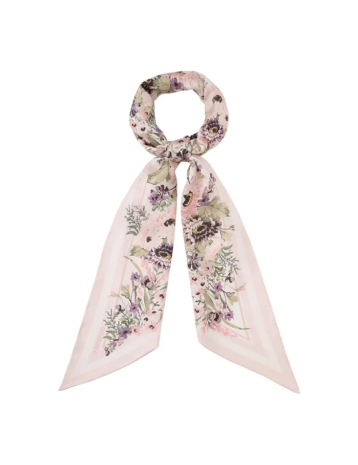Women Zimmermann Scarves Printed Silk Neck Scarf Cream Multi Floral