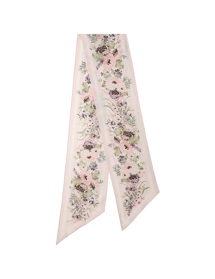 Women Zimmermann Scarves Printed Silk Neck Scarf Cream Multi Floral