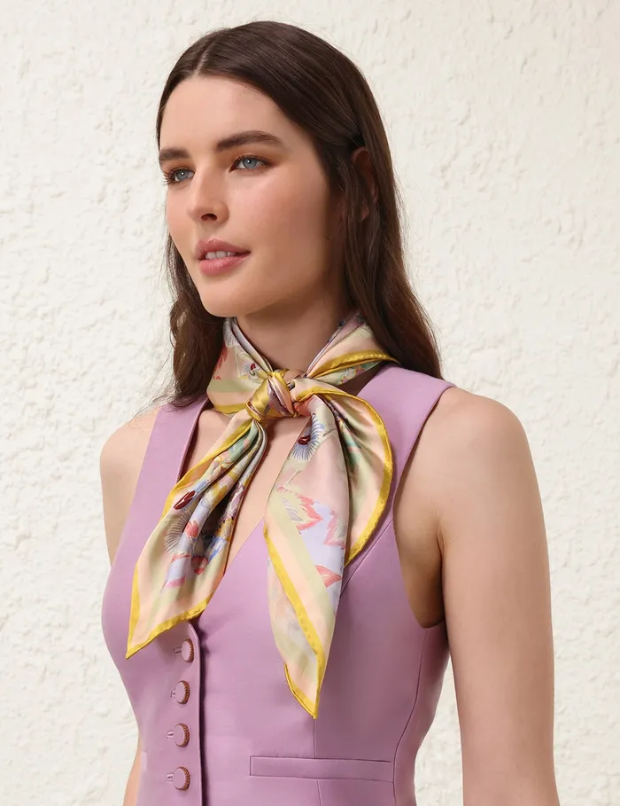 Women Zimmermann Scarves Printed Silk Square 70 Multi Floral Diamond