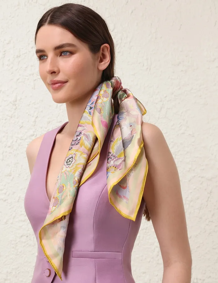 Women Zimmermann Scarves Printed Silk Square 70 Multi Floral Diamond