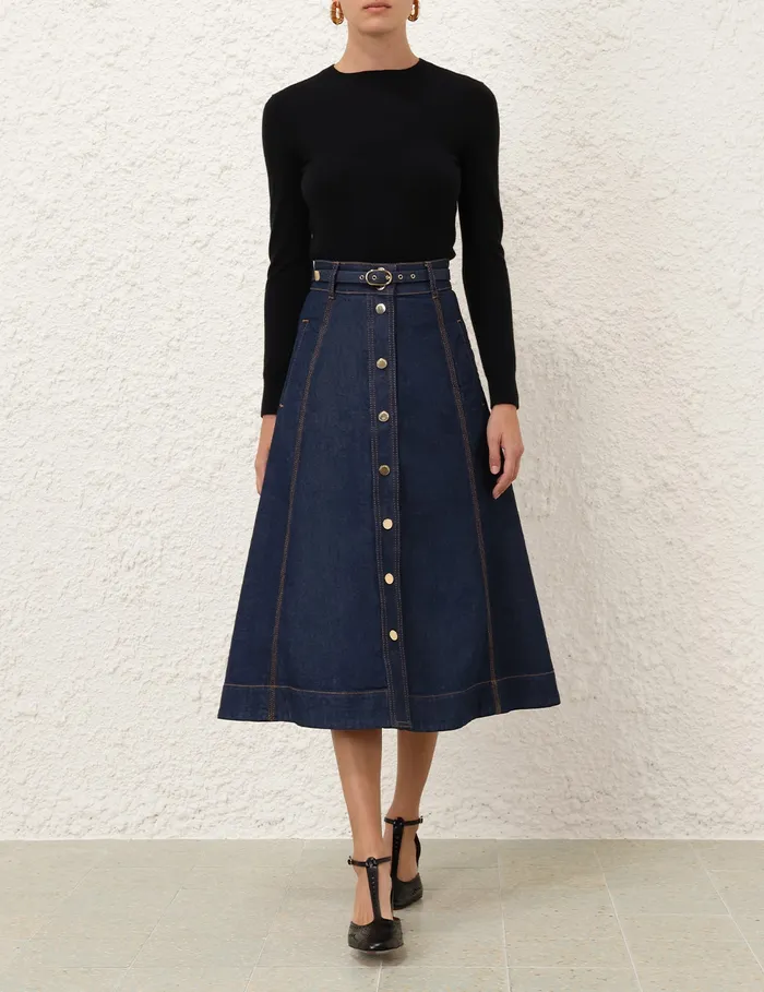 Women Zimmermann Skirts Illustration A Line Skirt Ink