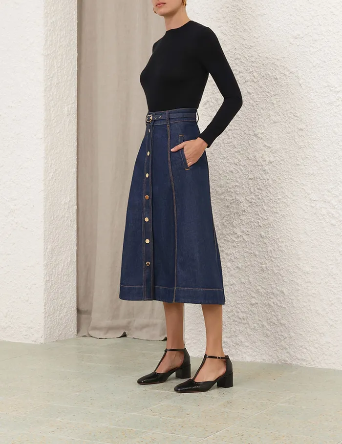 Women Zimmermann Skirts Illustration A Line Skirt Ink