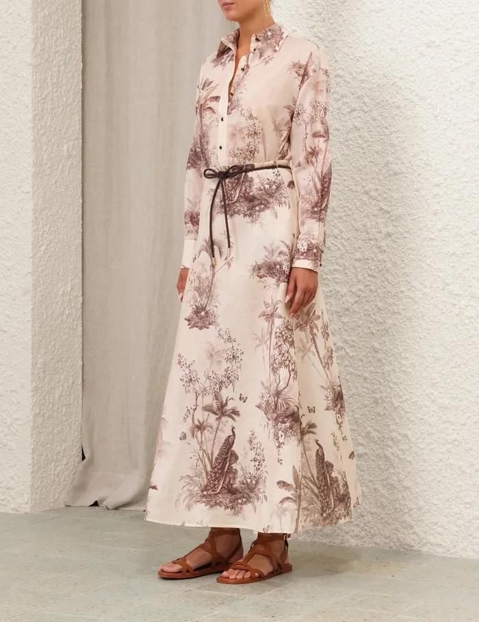 Women Zimmermann Skirts Waverly Bias Midi Skirt Beige Palm