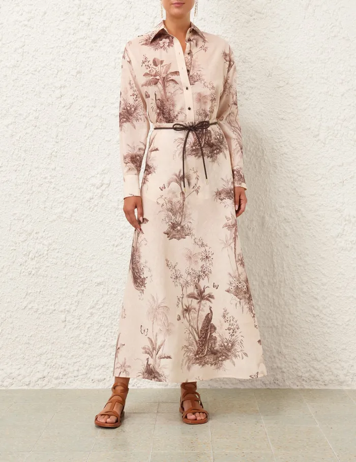 Women Zimmermann Skirts Waverly Bias Midi Skirt Beige Palm