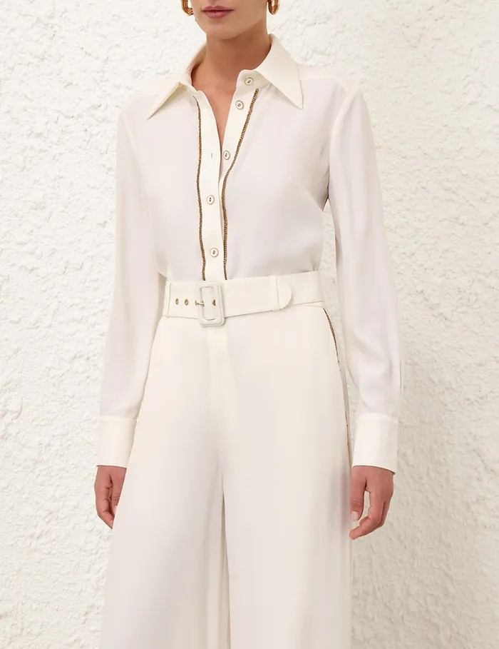 Women Zimmermann Tops Chain Blouse Cream
