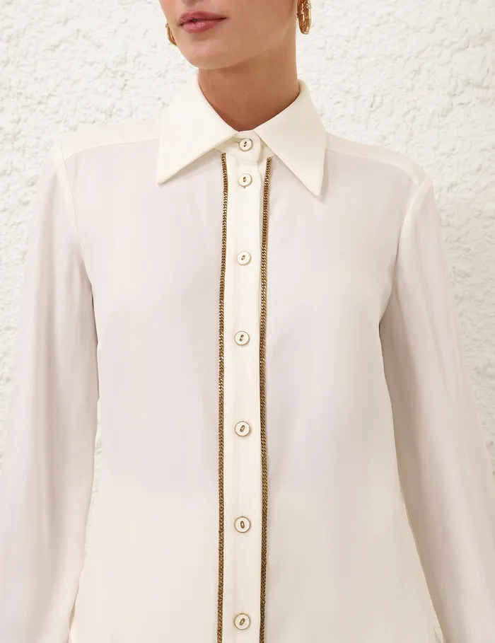 Women Zimmermann Tops Chain Blouse Cream