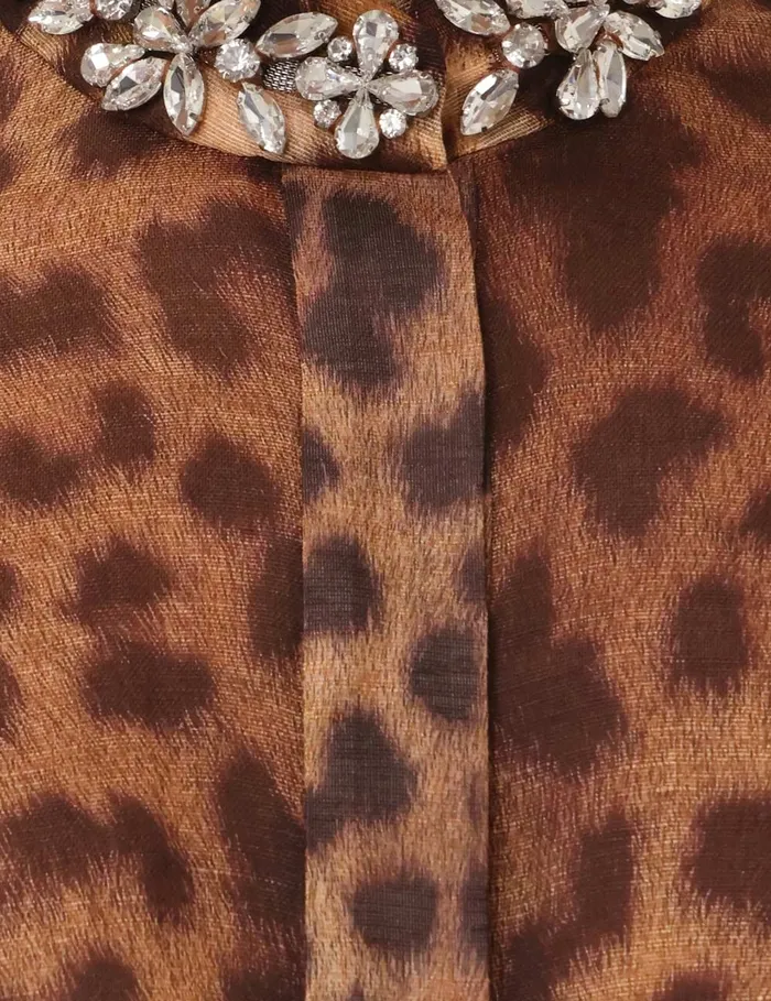 Women Zimmermann Tops Crush Embellished Body Shirt Leopard
