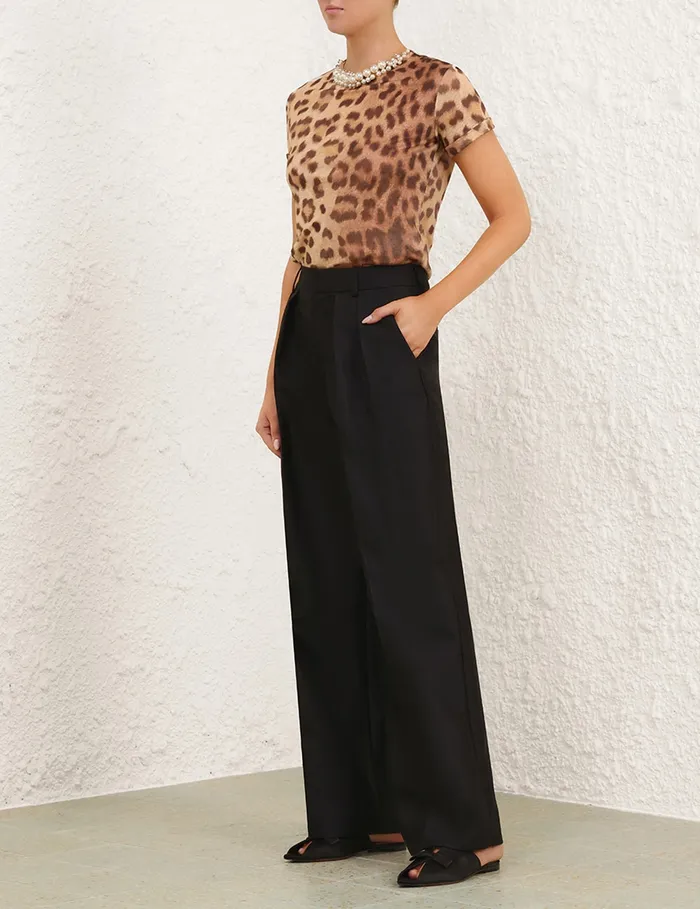 Women Zimmermann Tops Crush Embellished Tee Dark Leopard