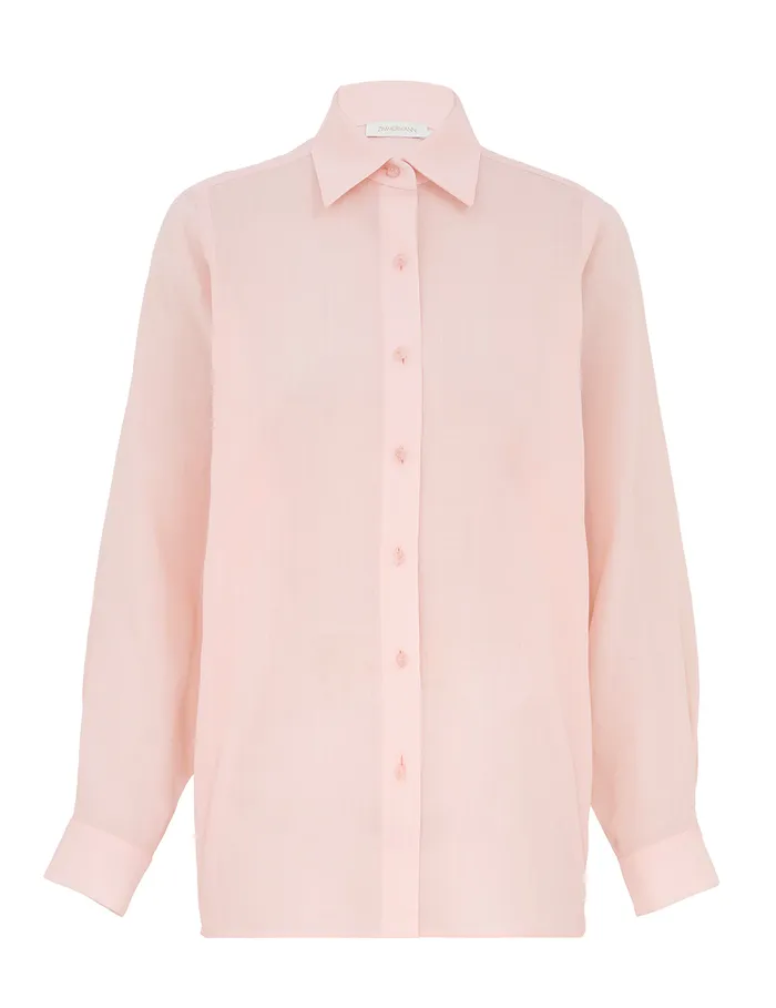 Women Zimmermann Tops Crush Oversized Shirt Pink