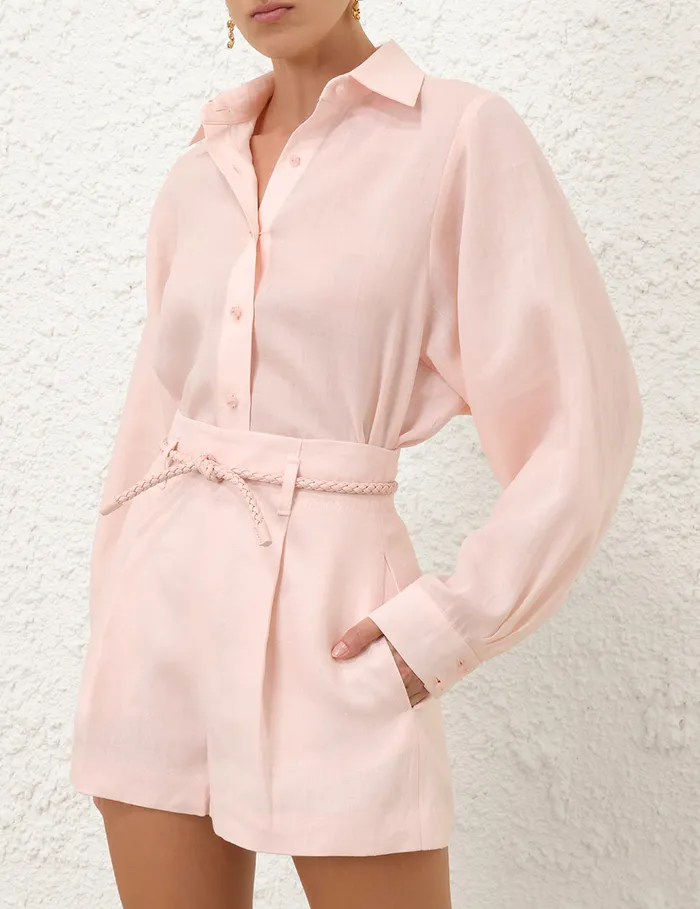 Women Zimmermann Tops Crush Oversized Shirt Pink