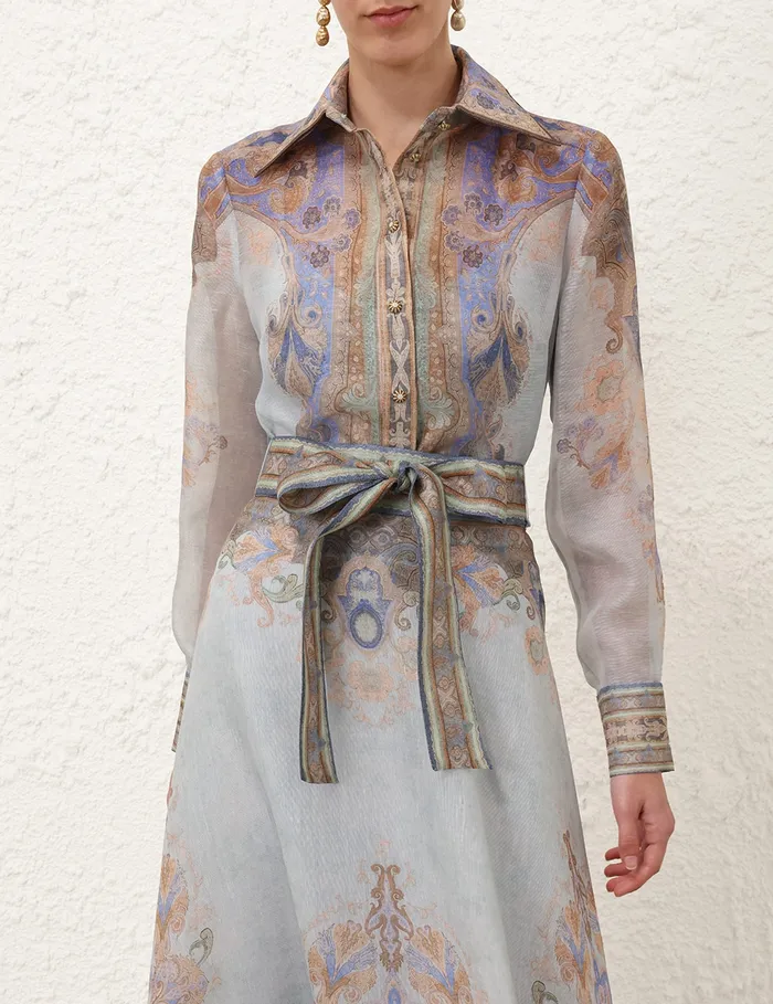 Women Zimmermann Tops Eden Body Shirt Blue Paisley