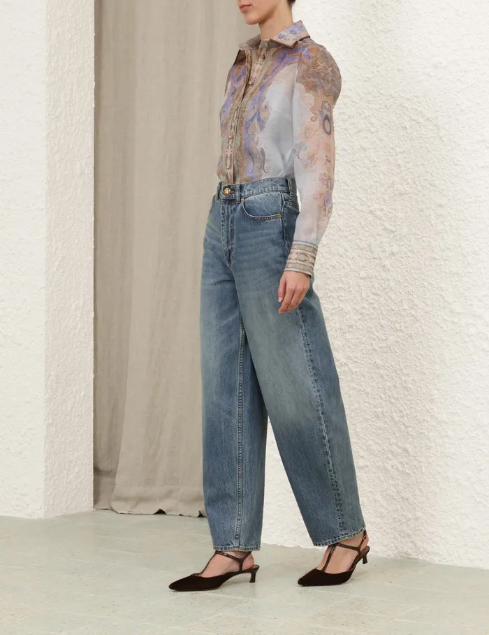 Women Zimmermann Tops Eden Body Shirt Blue Paisley