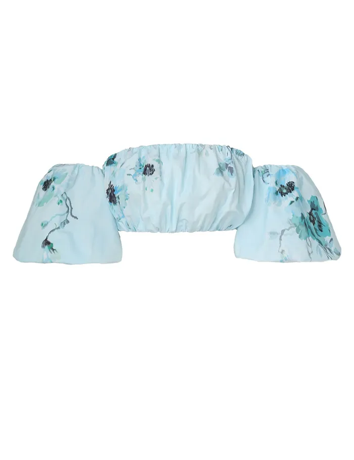 Women Zimmermann Tops Lightburst Puff Sleeve Top Aqua Floral
