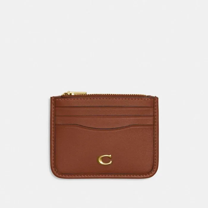 Women Zip Card Case Brass1941 Saddle Coach Card Cases
