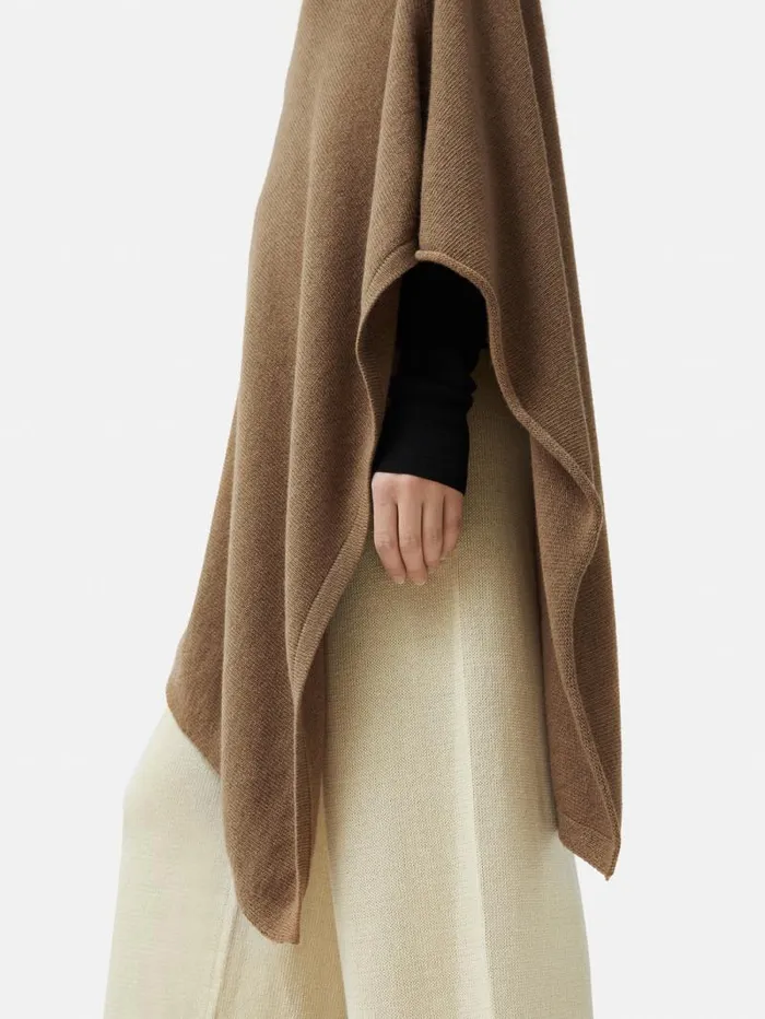 Wool Cashmere Blend Drape Poncho Camel Women Jigsaw Knitwear and Cashmere