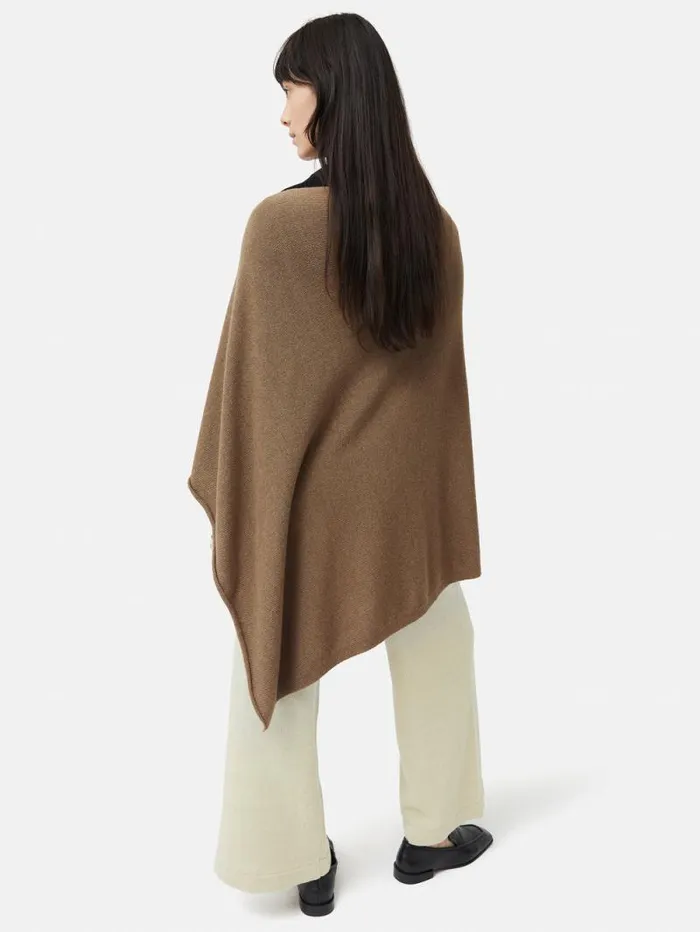 Wool Cashmere Blend Drape Poncho Camel Women Jigsaw Knitwear and Cashmere