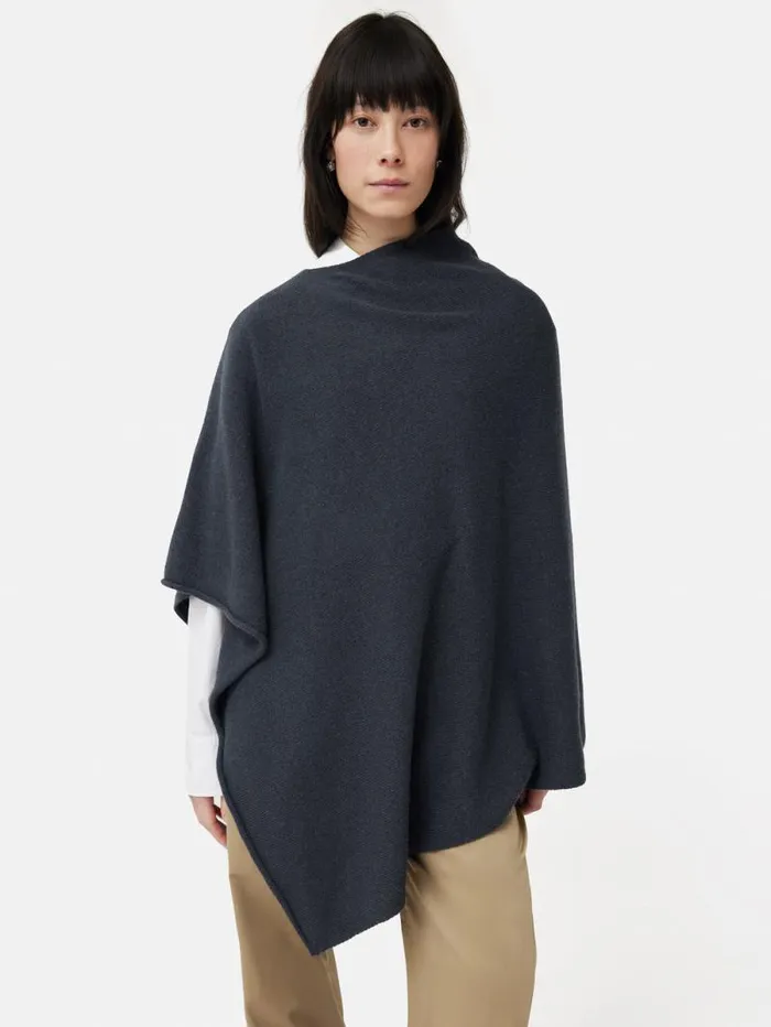 Wool Cashmere Blend Drape Poncho Slate Women Jigsaw Knitwear and Cashmere