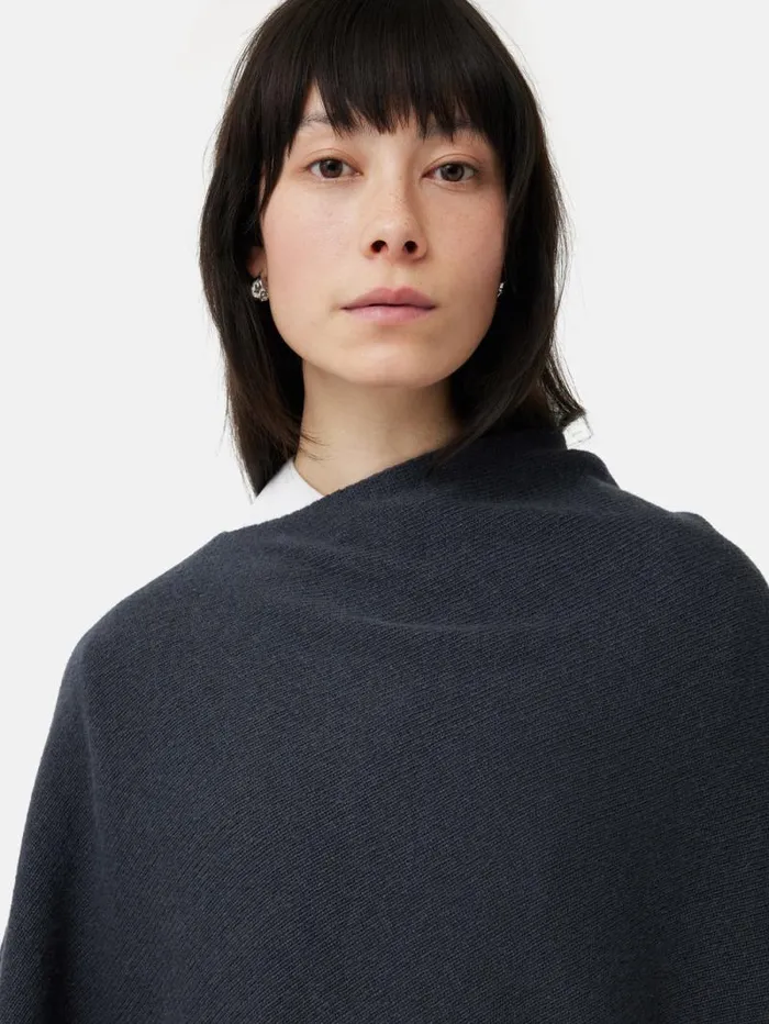 Wool Cashmere Blend Drape Poncho Slate Women Jigsaw Knitwear and Cashmere
