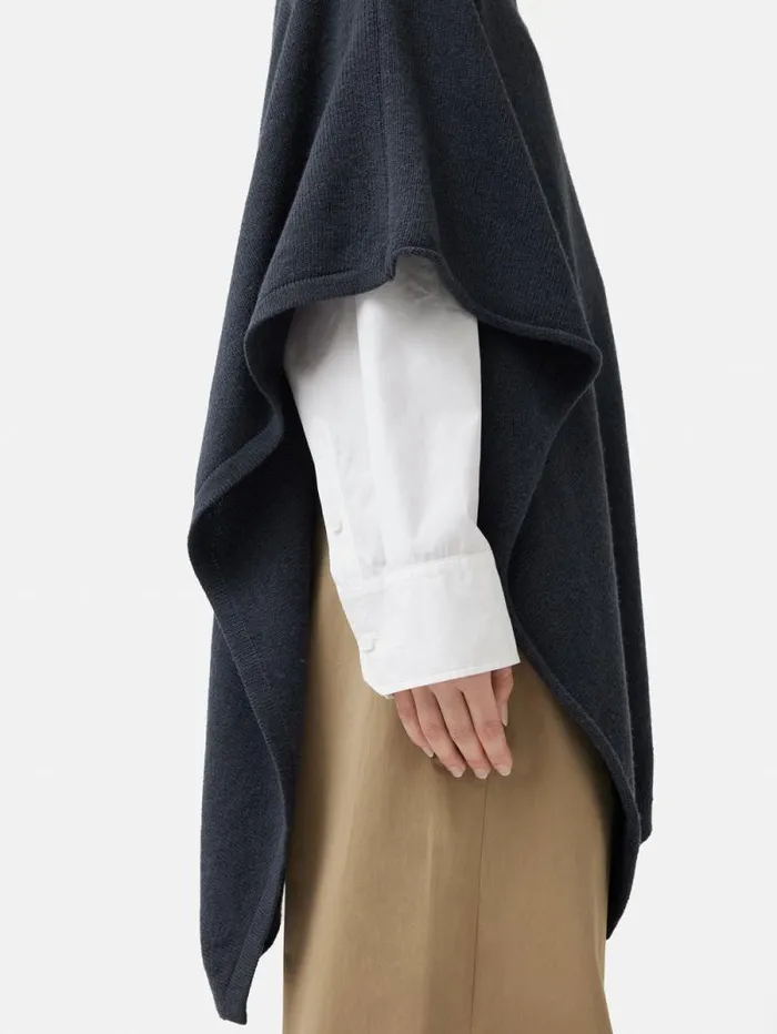 Wool Cashmere Blend Drape Poncho Slate Women Jigsaw Knitwear and Cashmere