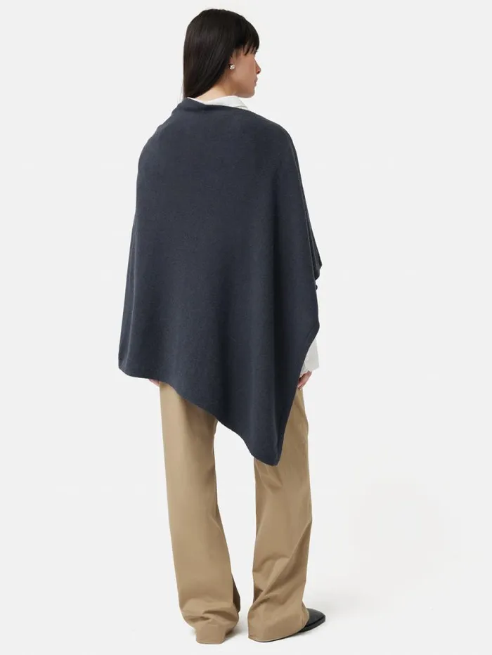 Wool Cashmere Blend Drape Poncho Slate Women Jigsaw Knitwear and Cashmere