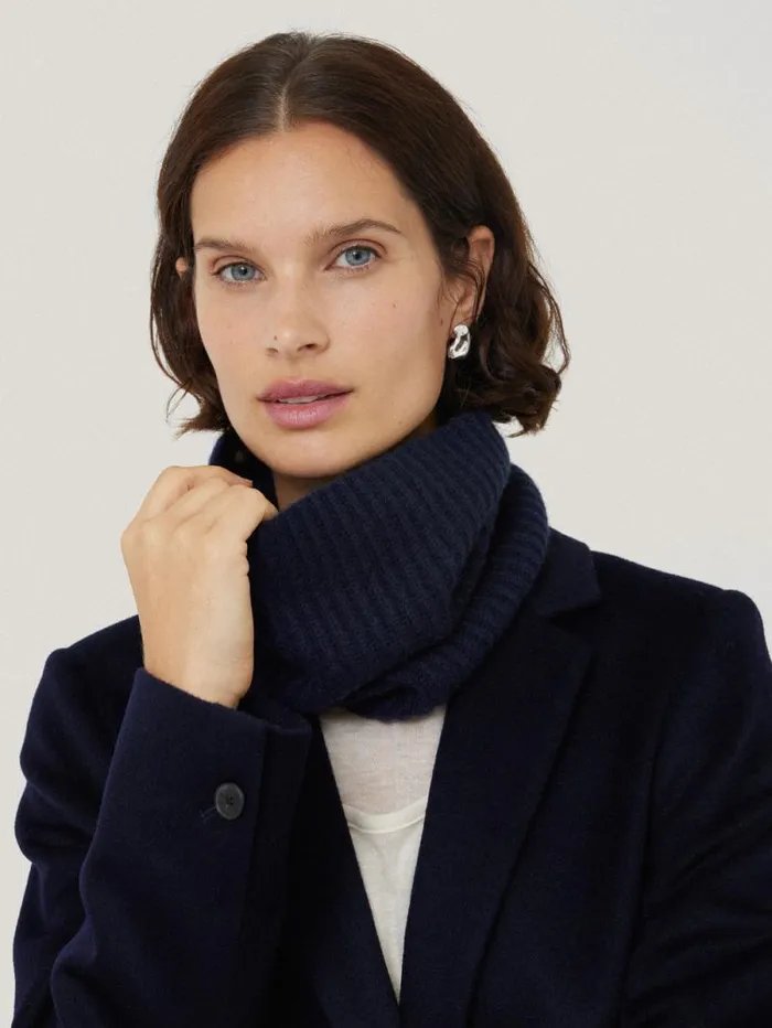 Wool Cashmere Blend Snood Navy Women Jigsaw Ponchos and Scarves