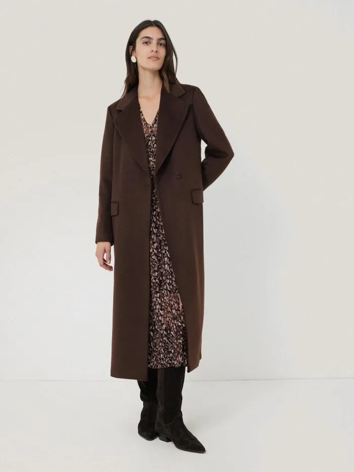 Wool Maxi City Coat Chocolate Women Jigsaw Coats and Jackets