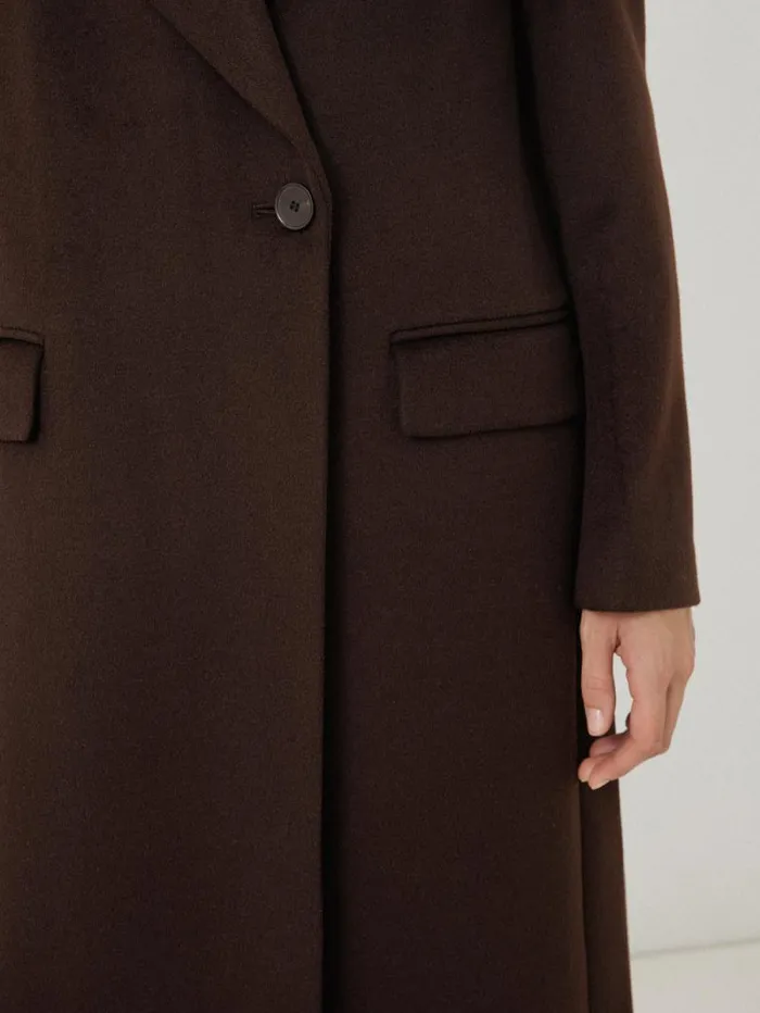 Wool Maxi City Coat Chocolate Women Jigsaw Coats and Jackets