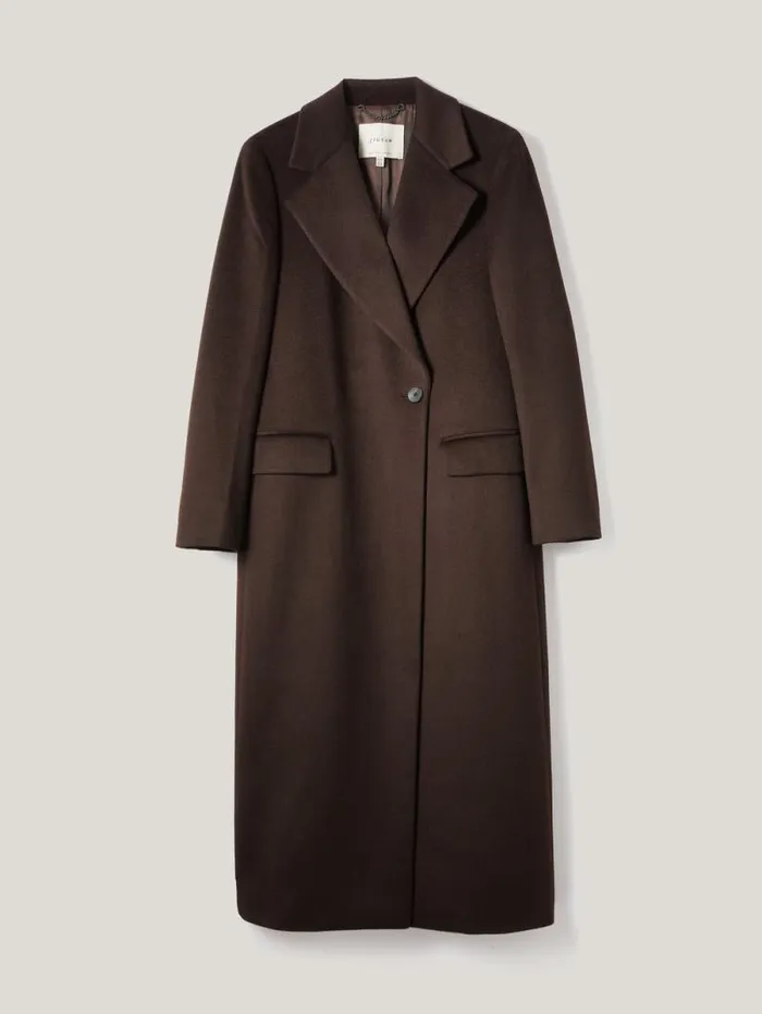 Wool Maxi City Coat Chocolate Women Jigsaw Coats and Jackets