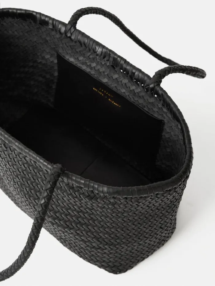 Woven Leather Tote Bag Black Women Jigsaw Bags