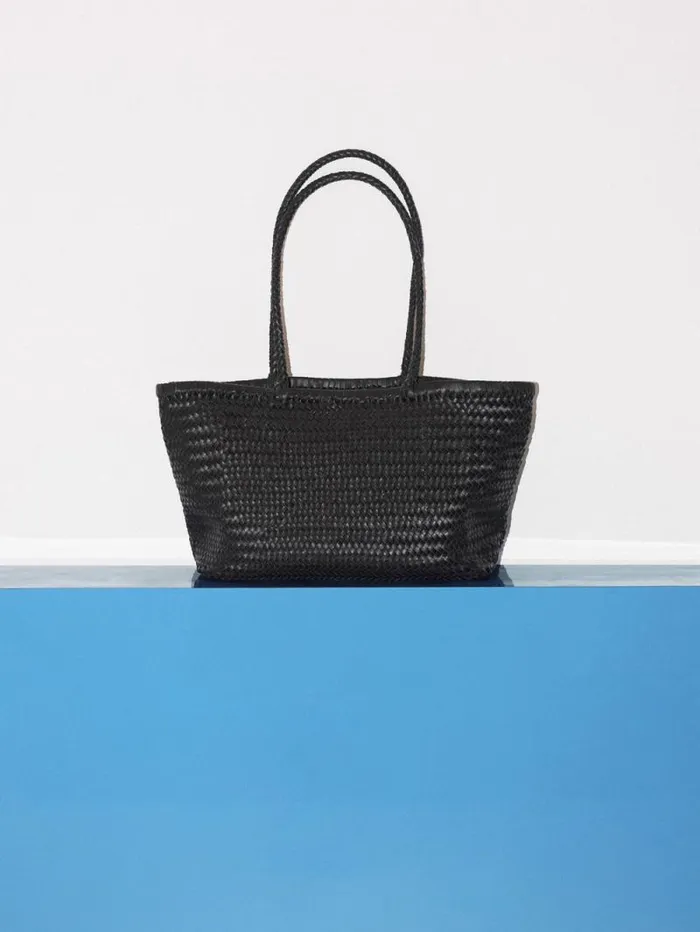 Woven Leather Tote Bag Black Women Jigsaw Bags