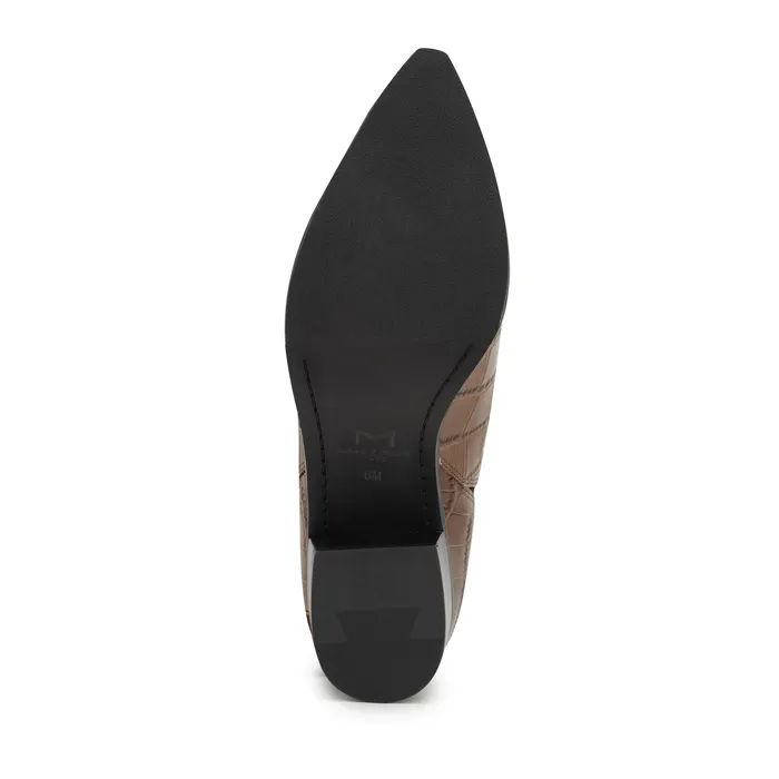 Yale Pointy Toe Chelsea Bootie Brown Croco Women Booties Marc Fisher