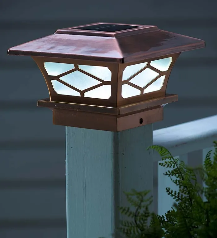 Yard and Garden Classic Solar Post Cap Lights Set Of 2 8211 Black Plow and Hearth Online